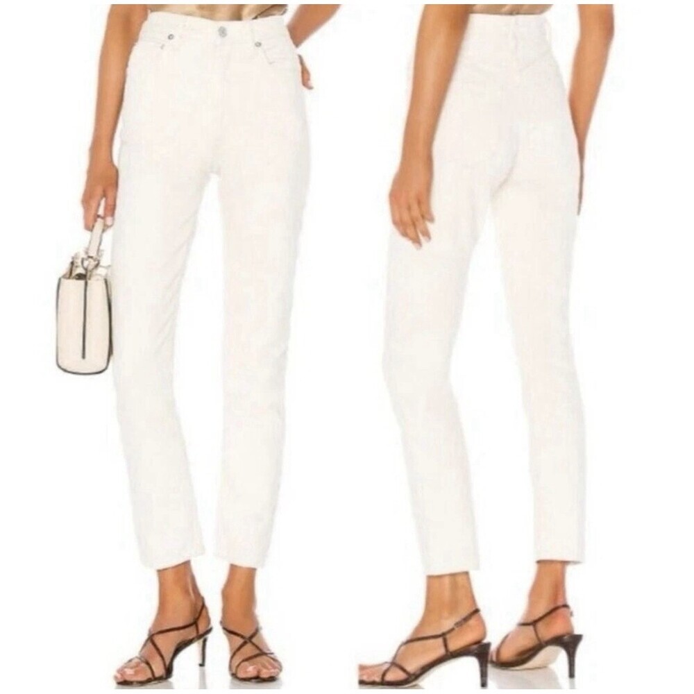 Agolde Remy High Rise Straight Jeans Cream Off White Denim Size 29”
